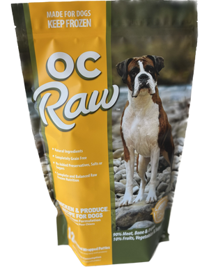 OC Raw Frozen Patties Chicken & Produce, 6lbs