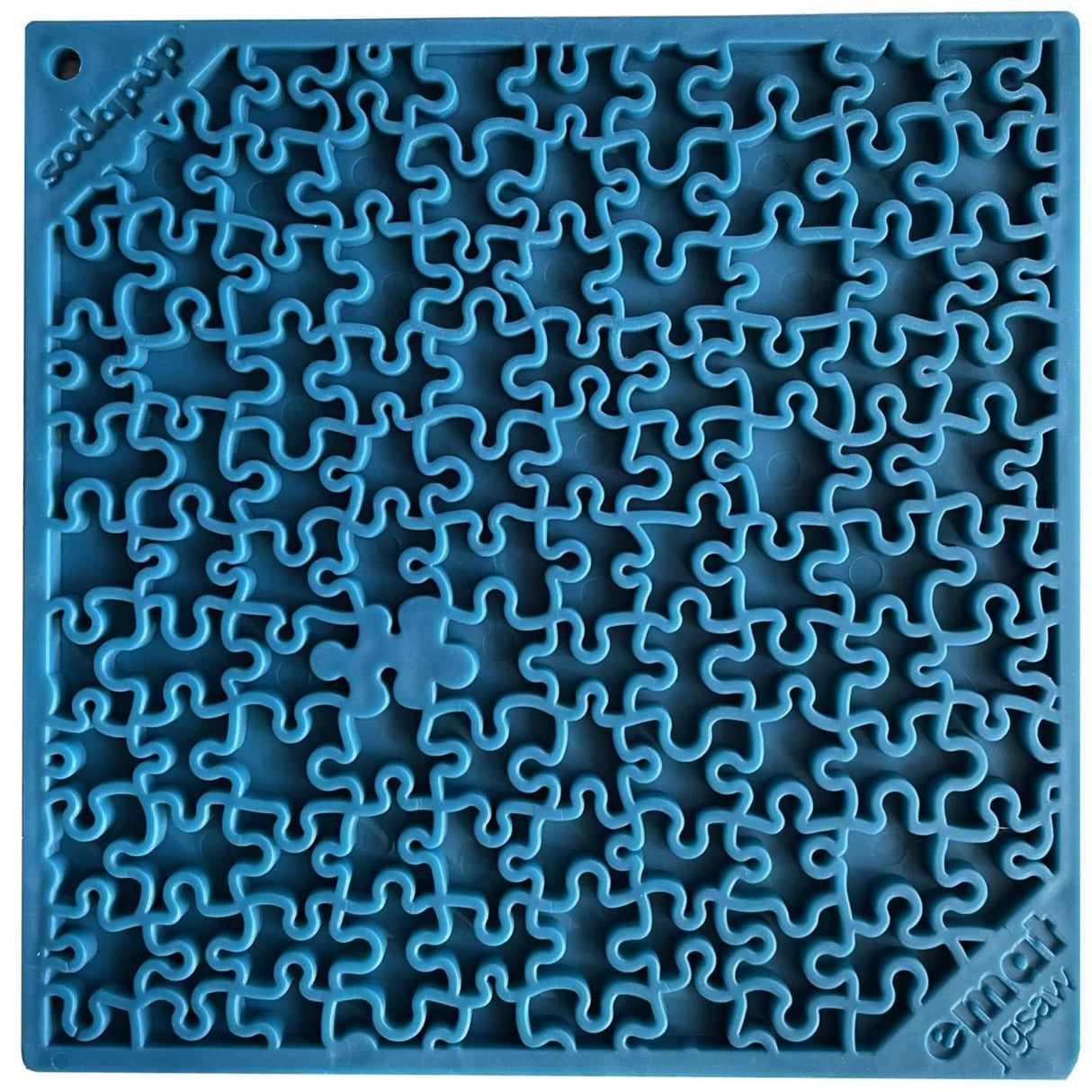 SodaPup TPE eMat Enrichment Lick Mat Jigsaw Blue, 8"