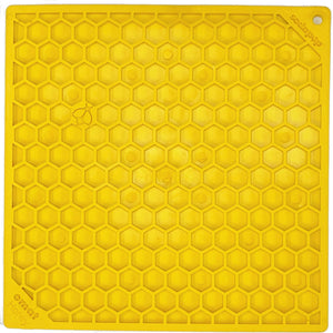 SodaPup TPE eMat Enrichment Lick Mat Honeycomb Yellow, 8"