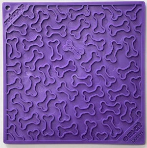 SodaPup TPE eMat Enrichment Lick Mat, Purple Bones, Large 8"