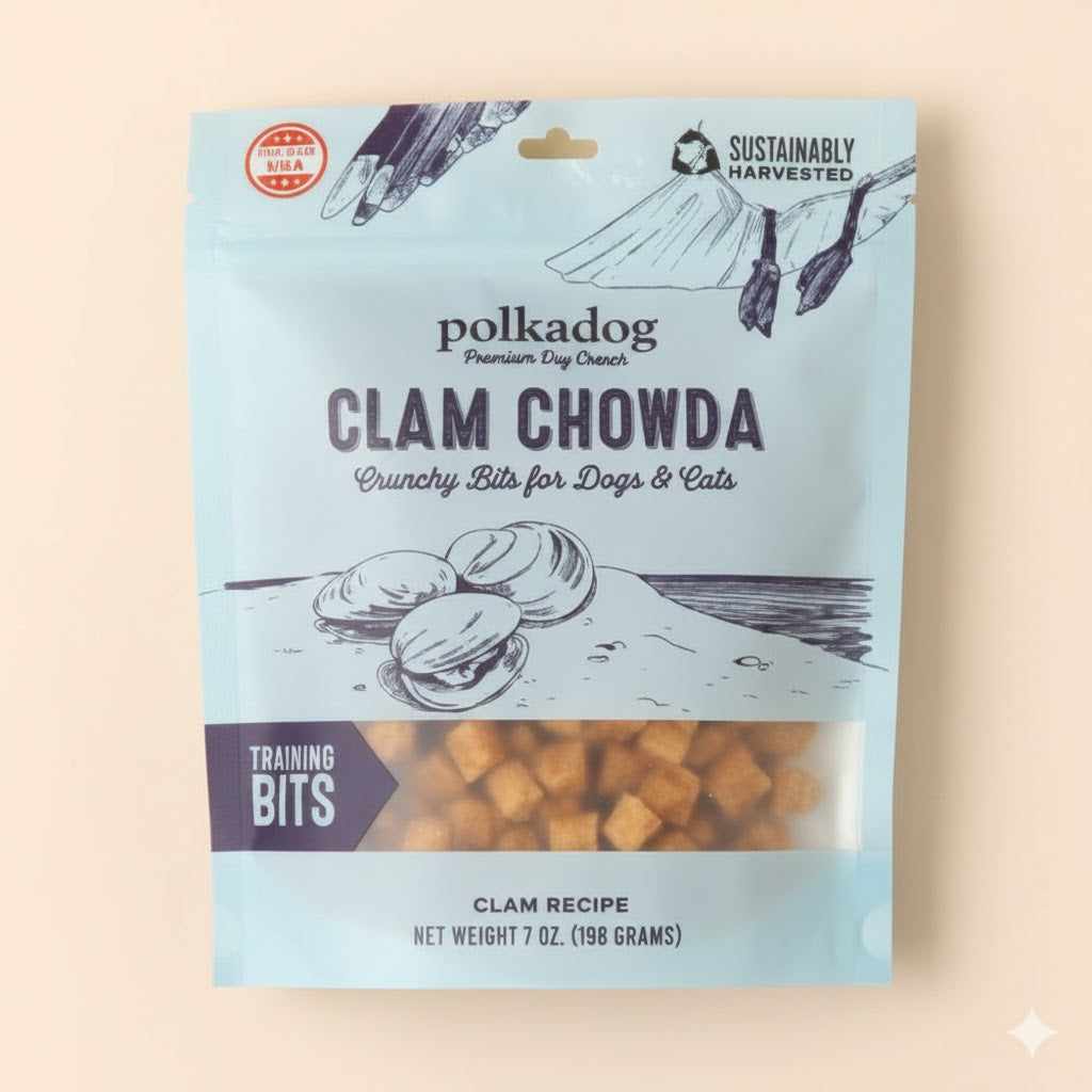 Polkadog Clam Chowda Cat & Dog Training Bits Treats, 7oz